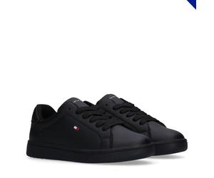 Tommy Hilfiger Baskets à Lacets Basses en Faux Cuir, Jack, Noir, 31