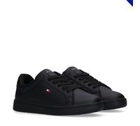 Tommy Hilfiger Baskets à Lacets Basses en Faux Cuir, Jack, Noir, 37