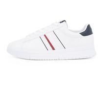 Tommy Hilfiger Baskets à Semelle Cuvette Homme Modern Stripes avec Logo, Blanc (White), 42