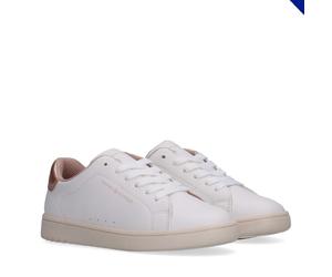 Tommy Hilfiger Baskets Basses à Lacets, en Faux Cuir, Jack, Blanc cassé/Rose doré 35