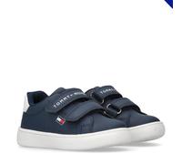 Tommy Hilfiger Baskets Basses, Fermeture à Scratch, Logan, Bleu/Blanc, 22