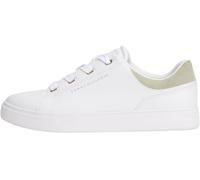 Tommy Hilfiger Baskets Cuvette Femme Casual en Cuir, Blanc (White/Earth Sage), 40