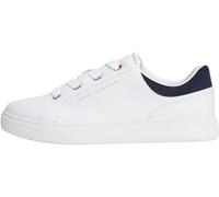 Tommy Hilfiger Baskets Cuvette Femme Casual en Cuir, Blanc (White/Space Blue), 39