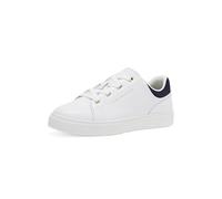 Tommy Hilfiger Baskets Cuvette Femme Casual en Cuir, Blanc (White/Space Blue), 40