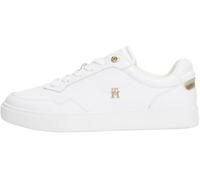 Tommy Hilfiger Baskets Cuvette Femme Essential Elevated Court Cuir, Blanc (White/Gold), 35