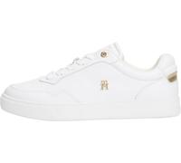 Tommy Hilfiger Baskets Cuvette Femme Essential Elevated Court Cuir, Blanc (White/Gold), 40