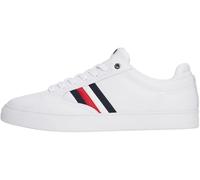 Tommy Hilfiger Baskets Cuvette Homme Icon Court Stripes en Cuir, Blanc (White), 44