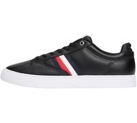 Tommy Hilfiger Baskets Cuvette Homme Icon Court Stripes en Cuir, Noir (Black), 47