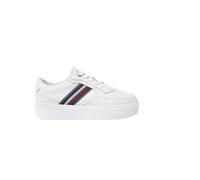 Tommy Hilfiger Baskets Semelle Compensée Femme Stripes Platform en Cuir, Blanc (Ecru), 37