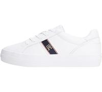 Tommy Hilfiger Baskets Vulcanisées Femme à Plaque Logo, Blanc (White), 41