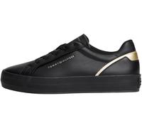 Tommy Hilfiger Baskets Vulcanisées Femme Foxing en Cuir, Noir (Black), 42