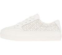 Tommy Hilfiger Baskets Vulcanisées Femme Monogram en Cuir, Ivoire (Ivory Petal), 42