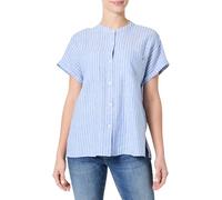 Tommy Hilfiger Blouse Femme Linen Collarless Manches Courtes, Bleu (Multiple STP/Blue Spell), 44