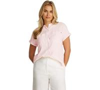 Tommy Hilfiger Blouse Femme Linen Collarless Manches Courtes, Multicolore (Foggy Pink STP), 44
