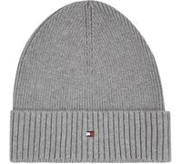 Tommy Hilfiger Bonnet Homme Flag Cotton Beanie avec Cachemire, Multicolore (Mid Grey Heather), Taille Unique