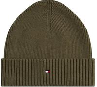 Tommy Hilfiger Bonnet Homme Flag Cotton Beanie en Cachemire, Vert (Foxhunt Green), Taille Unique