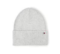 Tommy Hilfiger Bonnet Maille Femme Essential Flag Beanie 5 % Cachemire, Gris (Light Grey Heather), Onesize