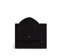 Tommy Hilfiger Coffret Cadeau Homme Flag Écharpe et Bonnet, Noir (Black), Taille Unique
