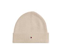 Tommy Hilfiger Bonnet Homme Flag Cotton Beanie en Cachemire, Beige (Classic Beige), Taille Unique