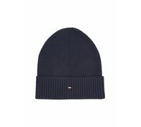 Tommy Hilfiger Bonnet Homme Flag Cotton Beanie avec Cachemire, Bleu (Space Blue), Taille Unique
