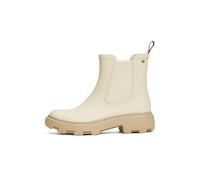 Tommy Hilfiger Bottines de Pluie Femme Rubber Rainboot à Talon Carré, Ivoire (Newsprint), 41