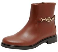 Tommy Hilfiger Bottes Femme Chain Low Bootie en Cuir, Marron (Cognac Brown), 41