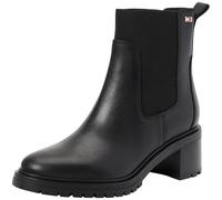 Tommy Hilfiger Bottines Chelsea Femme Mid Heel en Cuir, Noir (Black), 36