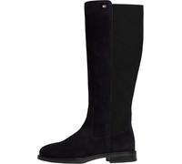 Tommy Hilfiger Bottines Chelsea Fw0fw09574High en daim avec drapeau en émail pour femme, Bleu spatial, 36 EU