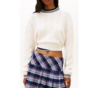 Tommy Hilfiger Boxy Flag Cable Sweater Ancient White Taille: S | Pulls Outlet | Femme | Blanche