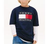 Tommy Hilfiger Boys Heritage Printed Flag T-shirt Dark Night Navy Taille: 12 | T-Shirts Outlet | Unisex | Le Noir