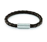 TOMMY HILFIGER Bracelet homme de la collection Explore The Braid Brand Jewel en acier inoxydable et cuir marron clair, taille : 190 mm. La référence est 2790478, one size, Acier inoxydable