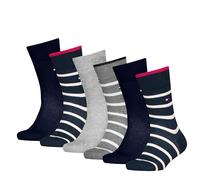 Tommy Hilfiger Breton Stripe Classic Sock, Bleu/Gris, 39-42 (Lot de 6) Mixte Enfant