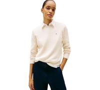 Tommy Hilfiger Pull Femme Cable Fine Torsadé, Beige (Heather Ivory Petal), L