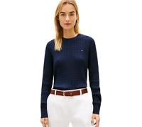 Tommy Hilfiger Pull Femme Cable Fine Torsadé, Bleu (Dark Night Navy), XXS