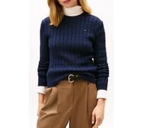 Tommy Hilfiger Cable Knit Crew Neck Jumper Dark Night Navy Taille: XS | Pulls en Maille Outlet | Femme | Le Noir