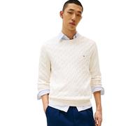 Tommy Hilfiger Cable Knit Crewneck Sweater Lightweight Pullover Pull-Over, Pétale Ivoire, S Homme