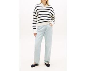 Tommy Hilfiger Cable-knit V-neck Sweater Ivory Petal/dark Navy Taille: XL | Pulls Outlet | Femme | Blanche