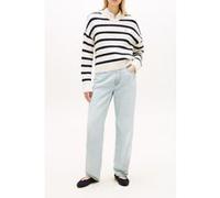 Tommy Hilfiger Cable-knit V-neck Sweater Ivory Petal/dark Navy Taille: XS | Pulls en Maille Outlet | Femme | Blanche