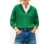 Tommy Hilfiger Cable Knit Zip-thru Hoody Nouveau Green Taille: XXS | Cardigans Outlet | Femme | Vert