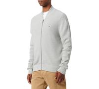 Tommy Hilfiger Cardigan avec Fermeture Éclair Homme Structure Baseball Zip Through sans Capuche, Gris (Light Grey Heather), M