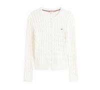 Tommy Hilfiger Cardigan Femme Co Cable Mid Slim Fit, Blanc (Ivory Silk), XXS