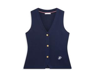 TOMMY HILFIGER Cardigan bleu marine / blanc, Taille L
