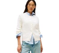 Tommy Hilfiger Cardigan Femme Co Cable Mid Slim Fit, Blanc (Ivory Silk), L
