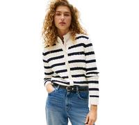 Tommy Hilfiger Cardigan Femme Co Cable Mid Slim Fit, Multicolore (Ivory Silk/Dark Night Navy STP), M