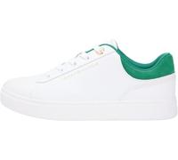 Tommy Hilfiger Casual Cupsole Sneaker Fw0fw09020, Haut Bas Femme, Blanc Vert, 40 EU, Blanc Blanc et Vert, 40 EU
