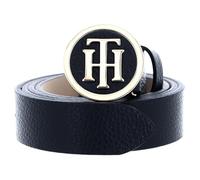 Tommy Hilfiger Ceinture Femme TH Round Buckle Belt 3.0 Ceinture Cuir, Noir (Black), 75