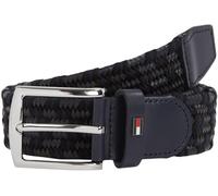 Tommy Hilfiger Ceinture Homme Denton Elastic Leather 3,5 cm Tissée, Multicolore (Space Blue/Black), 105 cm