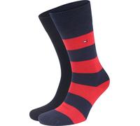 Tommy Hilfiger Chaussettes 2 Paires Rugby Bleu Foncé Bleu Rouge Taille 39-42