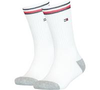 TOMMY HILFIGER Chaussettes enfants, Lot de 2 - ICONIC SPORTS, semelle éponge, 27-42 Blanc 35-38