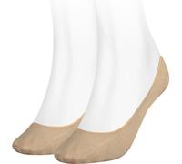 TOMMY HILFIGER Chaussettes femme, Lot de 2 - Chaussettes,TH, Coton, 35-42, uni Beige 39-42